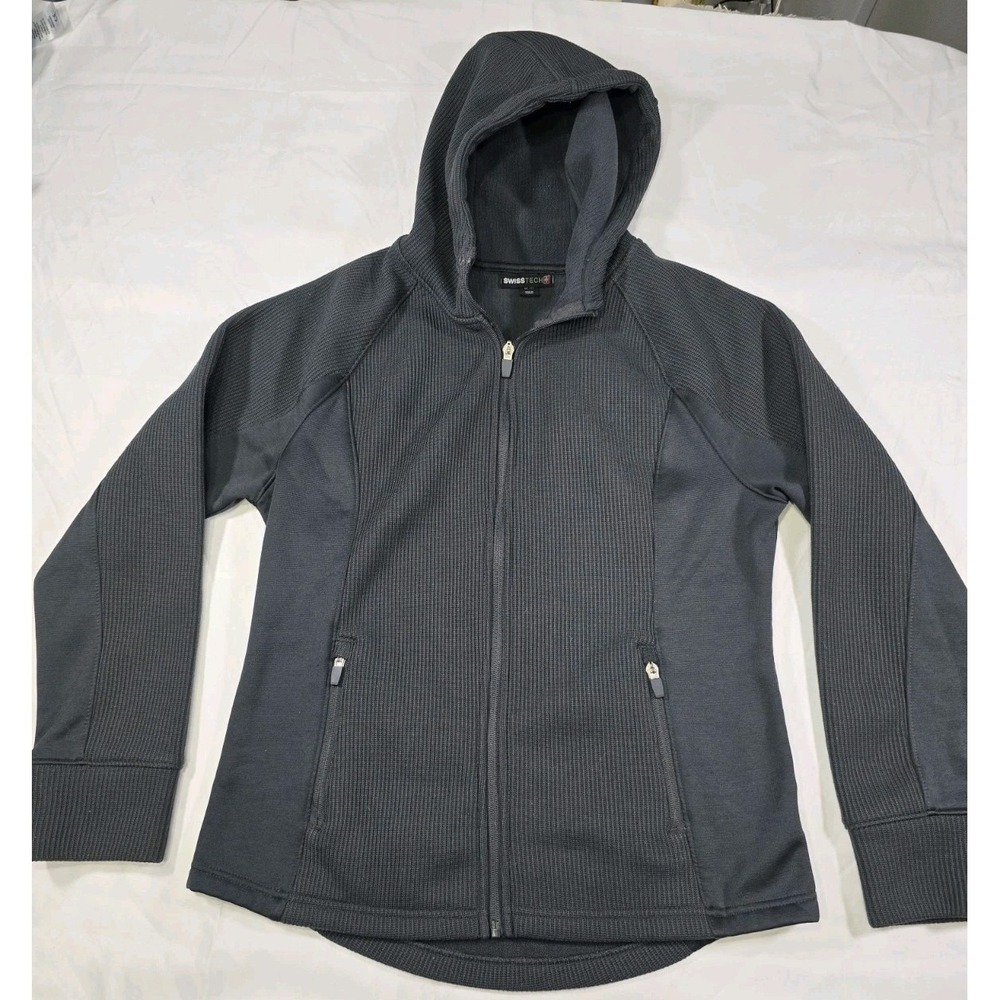 Swiss Tech Women's Hooded Zipper Activewear Sweater Cable Size 8/10